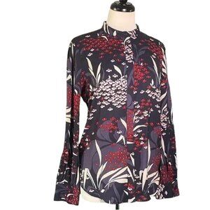 Floral Button-Up Long Sleeve Blouse